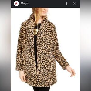 Calvin Klein NWT leopard print fleece jacket with pockets sz XS
